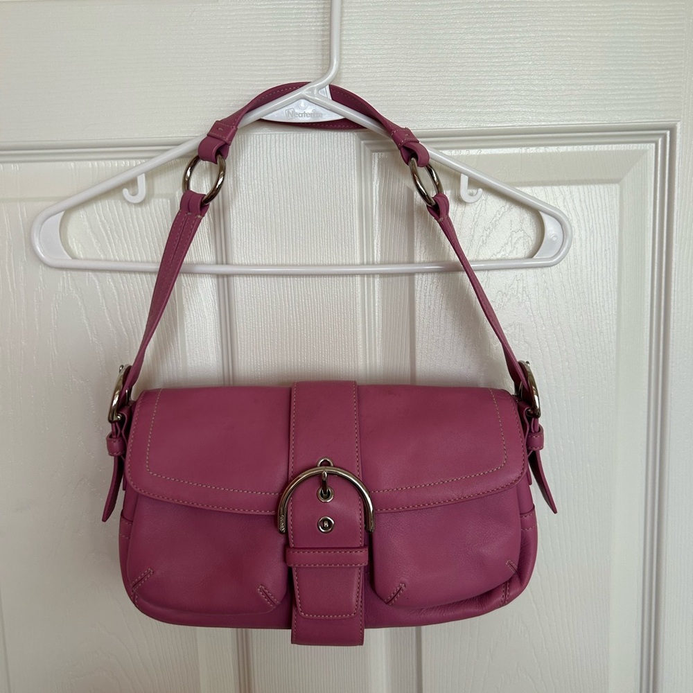 Coach Y2K Soho Buckle Hot Pink Leather Shoulder Bag Purse Barbie Pink Inspired